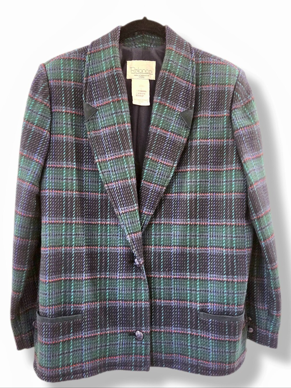Vintage La Relance Wool Plaid Blazer, preppy Tartan | Small/Medium